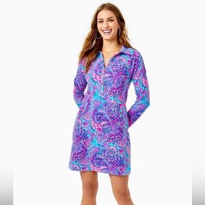 Lilly Pulitzer UPF 50+ Ports Popover Dress - Turquoise Oasis Shelleidoscope